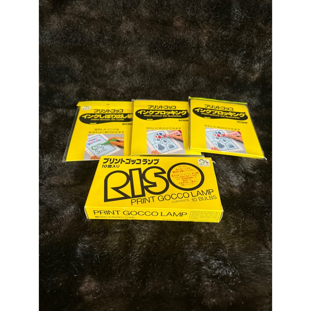 Riso Print Gocco Supply Lot 10 Flash Bulbs Ink Blocking Sheets and Ink Cones